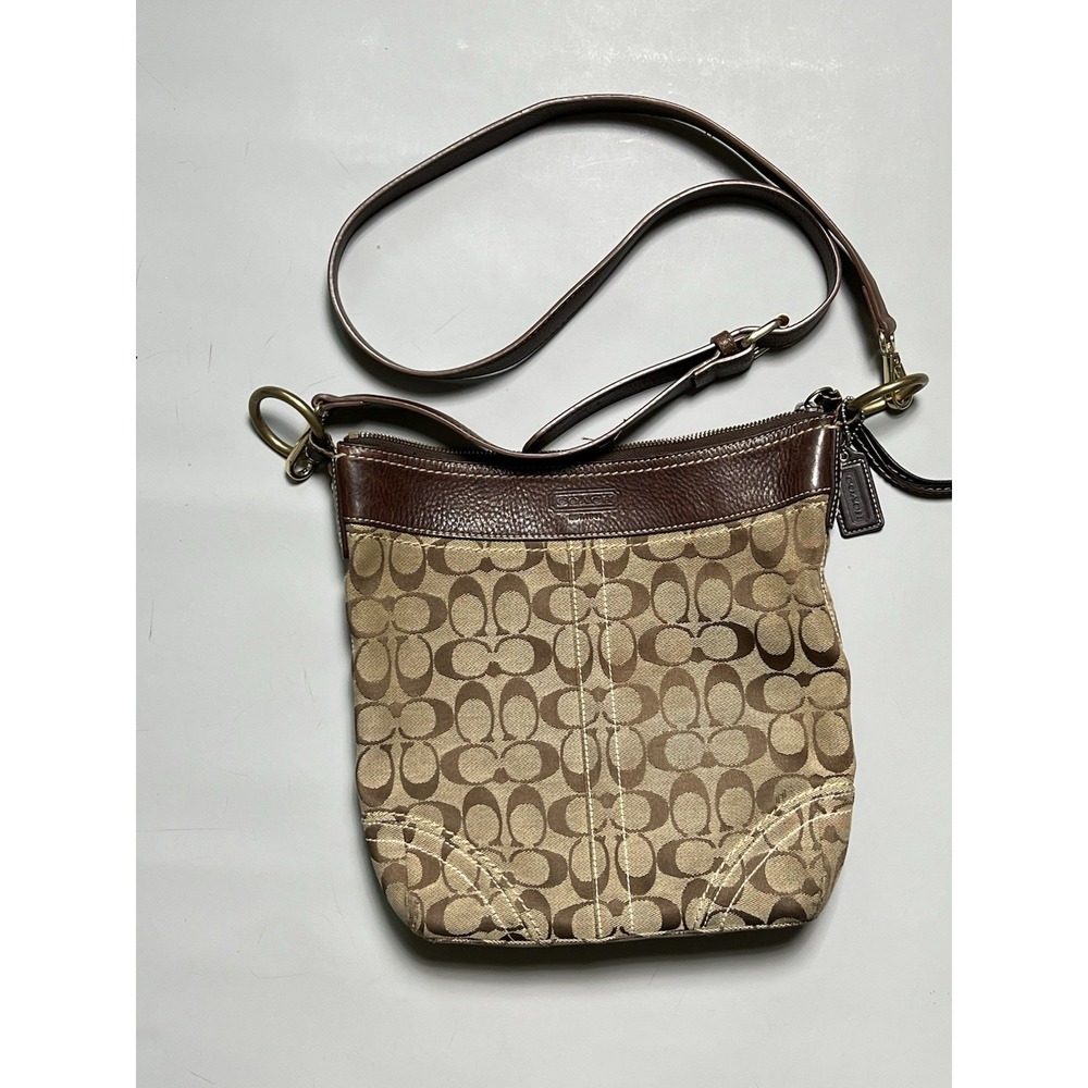 Vintage Coach Crossbody Purse Classic C Leather Brown And Tan 90s's